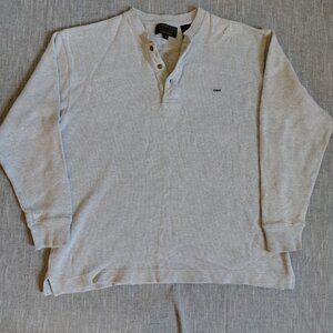 Alexander Julian Colours Shirt Size Medium Gray Beige Long Sleeve Waffle Henley